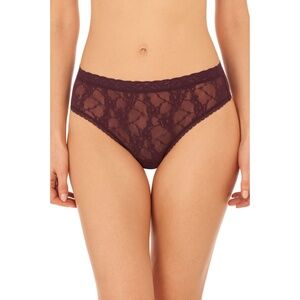 NWT New Natori Dark Purple Vino Bliss Allure Lace Thong Panties One Size